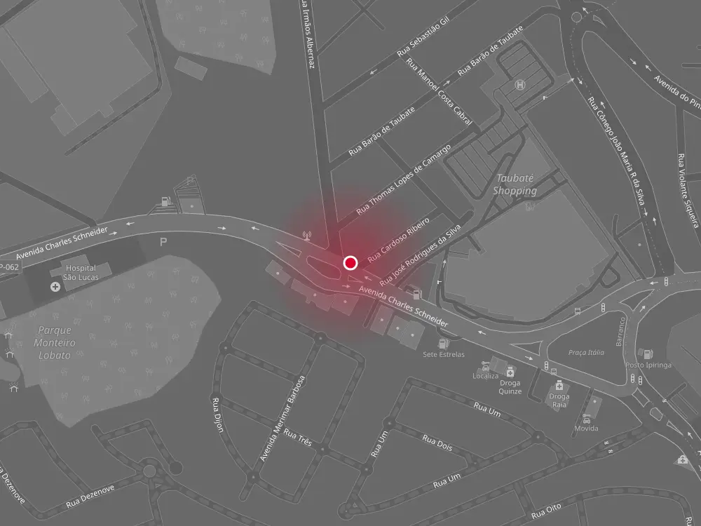 Mapa da região da Podium Mecânica, na Av. Charles Schneider, perto do Taubaté Shopping